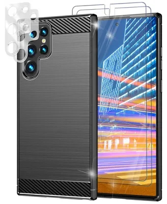 Image de Housse look carbone pour Samsung Galaxy S23 Ultra, 2x protection d'écran & protection pour appareil photo