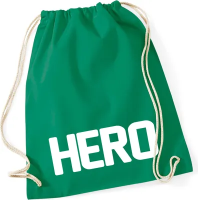 Produktbild von Huuraa Turnbeutel Hero Held 12 Liter Kelly Green Baumwolle Rucksack Geschenkidee