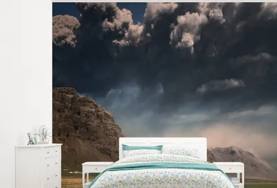 Produktbild von MuchoWow® Fototapete für Wohnzimmer oder Schlafzimmer Wandtapete Vinyl Motivtapete Aschewolke aus einem Vulkan in Island - 325x260 cm - Tapete