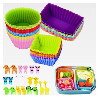 Produktbild von 60 Stück wiederverwendbare Silikonformen, Muffinformen für Cupcakes und Kuchen, BPA-frei