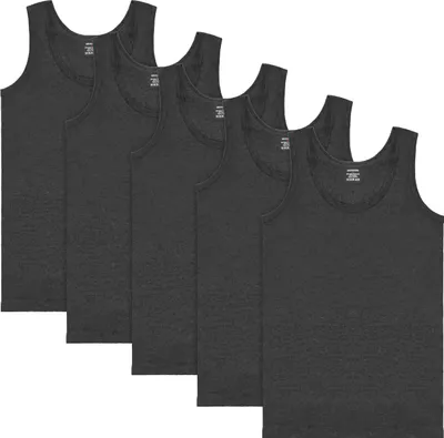 Obrázek produktu pro Pánské tílko BRUBAKER 5-Pack Classic Undershirt - vysoce kvalitní bavlna (hladká) - extra dlouhé - bezešvé - antracit - velikost L