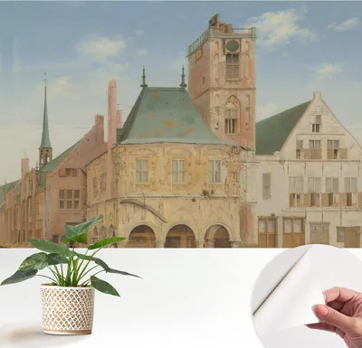 Produktbild von Fototapete selbstklebend - 152x104 cm - Tapete - Wandtapete - Wandbilder - Klebefolie - Dekofolie - Tapete Folie - Wand - Dekoration - Wohnzimmer - Historisches Rathaus