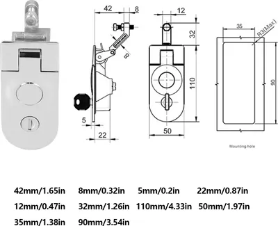Produktbild von Wohnmobil-Türschloss, Kompressionsriegel, pulverbeschichtete Zinklegierung, rostfrei, für Wohnmobil-Yacht