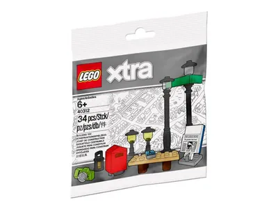 A polybag containing LEGO building toy accessories for street scenes.