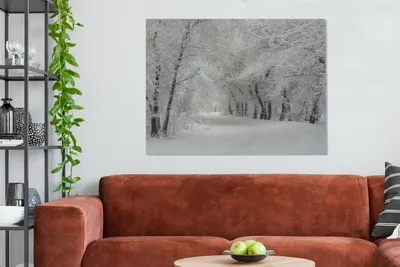 Produktbild von MuchoWow® - Leinwandbilder - Bäume - Schnee - Winter, Wandbild, Wanddeko Bilder Wohnzimmer, 120x90 cm
