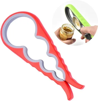 Produktbild von CHPN - Öffner - Multifunktionsöffner - 4-in-1 - Flaschenöffner - Multifunktionswerkzeug - Dosenöffner - Kapselöffner - Rot/Grau