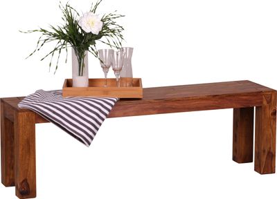 Jedálenská lavica mumbai masív sheesham 140 x 45 x 35 cm drevená lavica prírodný produkt kuchynská lavica vo vidieckom štýle | Wohnling
