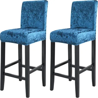 Obrázek produktu pro 2 ks Bar židle kryty Bar Stool Stretch židle krytů Slipcovers Seat Cover kryty odnímatelné omyvatelné židle kryt pro Bar Stool Chair（Blue）