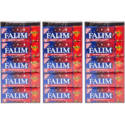 Produktbild von Falim Erdbeere Kaugummi 3er Vorteilspack , 3x5*20