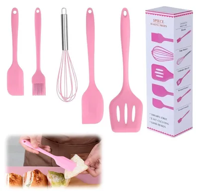 Immagine prodotto di Set di accessori da cucina in silicone, composto da 5 pezzi, resistente al calore fino a 240°C