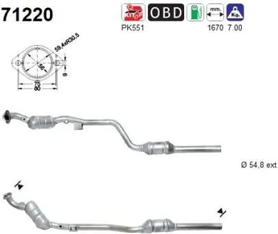Produktbild von AS Katalysator Kat passend für MERCEDES-BENZ E-Klasse Limousine (W210) 71220