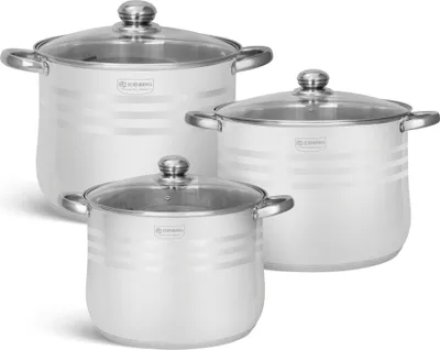 Produktbild von Edenberg 6-teiliges Edelstahl-Topfset 11L/13L/16L, Induktions-Topfset, geeignet für Induktion, Geschenk  EB-517