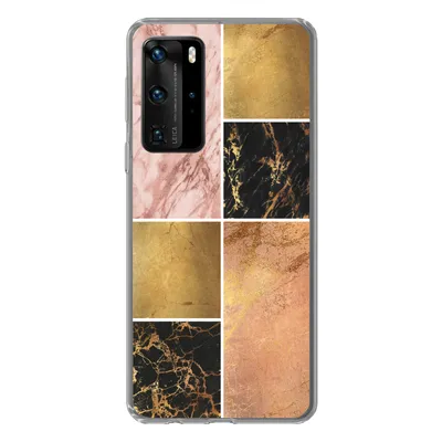 Produktbild von MuchoWow® Handyhülle Schutzhülle Hülle für Huawei P40 Pro Marmor - Rosa - Gold Silikon Softcase Handy Hülle - Schutz