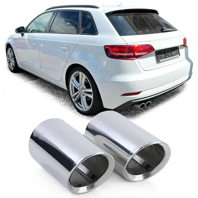 Productafbeelding van Uitlaatdemper, 2 stuks, roestvrij staal, 80mm, rond, voor Audi A3, modeljaren 2012/04 - 2014/05