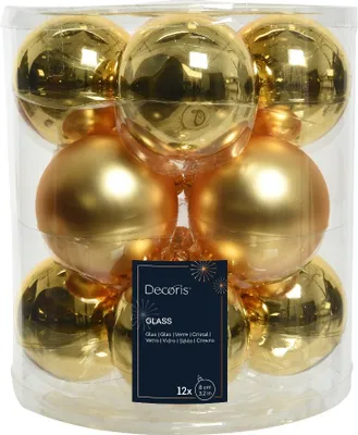 Produktbild von Weihnachtsbaumkugeln Glas Ø 8 cm 12 Stück hell gold matt