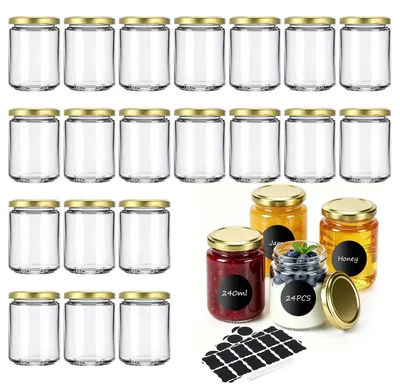 24 Einmachgläser 240 ml mit Schraubdeckel, transparent