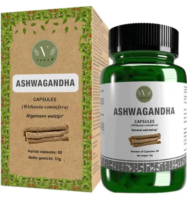 Produktbild von Vanan Ashwagandha Kapseln - 100% natürlich und vegan - natürliches Beruhigungsmittel – 60 Stück – Ayurveda