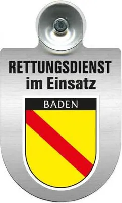 Produktbild von Einsatzschild Windschutzscheibe incl. Saugnapf - Rettungsdienst im Einsatz - incl. Wappen nach Wahl - 309354 Color - Region Baden