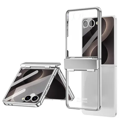 Image de Étui pour Samsung Galaxy Z Flip 8, ultra-fin, revêtement argenté, transparent, avec protection de la charnière