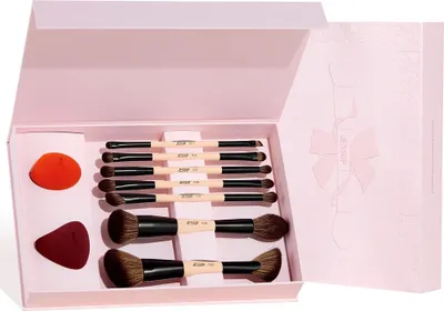 Obrázek produktu pro Jessup Peach Dust Perfection Beauty Kit Oboustranné štětce na make-up 7 kusů + houbičky na make-up 2 kusy T506