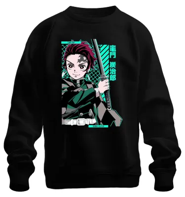 Produktbild von Tanjiro Demon Slayer Kamado Schwert Anime Manga Geschenk Sweatshirt Pullover, Schwarz, L