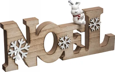 Obrázek produktu pro FEERIC LIGHTS & CHRISTMAS Vánoční dekorace Dřevěná písmena se sněhovou vločkou a sobem – 30 cm