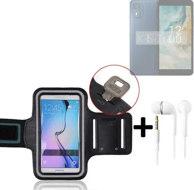 Produktbild von TOP SET kompatibel mit Nokia CO2 Neopren Jogging Armband Sportarmband Oberarmband kompatibel mit Nokia CO2 schwarz mit Reflektor Streifen +