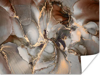 Produktbild von MuchoWow® Poster Grau - Gold - Marmor 120x90 cm - Wandbild