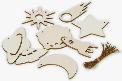 Immagine prodotto di Space WOOD Decorazioni SMALL 24 pezzi – Decorazioni natalizie sostenibili
