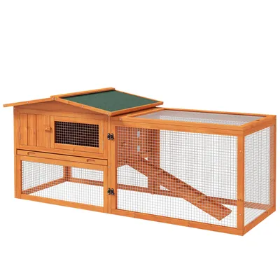 Produktbild von Kleintierstall Kleintierkäfig Kleintierhaus mit Asphaltdach Tannenholz Orange