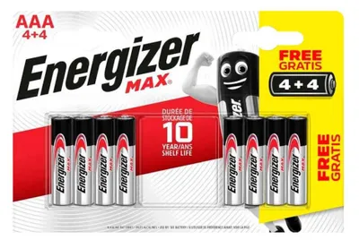 Zdjęcie produktu dla Energizer MAX AAA, Jednorazowa bateria, AAA, Alkaliczny, 1,5 V, 8 szt., Cd (kadm), Hg (rtęć)