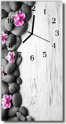 Produktbild von Tulup Glasuhr Wanduhr Küchenuhr Echt-Glas 30x60 Orchidee Steine Mehrfarbig