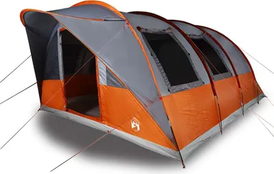 Produktbild von vidaXL Tunnelzelt 5 Personen Grau und Orange Wasserdicht