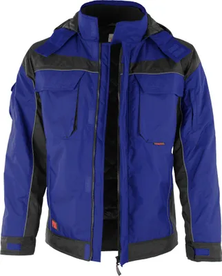 Produktbild von Qualitex Winterjacke - wetterfeste PROfi Outdoorjacke - wärmende Arbeitsjacke mit 8 Taschen - in Farbe: kornblau/schwarz - Herren: XL - Damen: 48