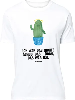 Produktbild von Mr. & Mrs. Panda Tshirt Kaktus Heilig - Weiß - Geschenk, Oversize T-Shirt, Shirt, Bruder, Frech, Heiligenschein, Kakteen, Eltern, Übergrößen, Familie