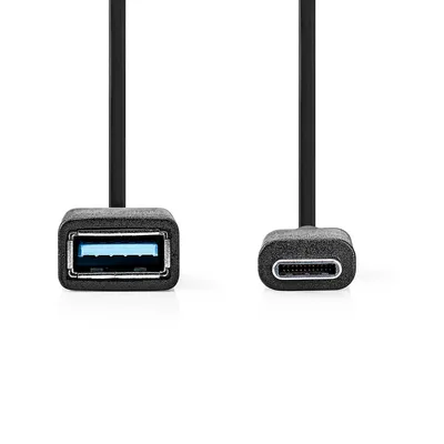 Immagine prodotto di Adattatore USB-C Nedis - USB 3.2 Gen 1 - USB-C maschio - USB-A femmina - 5 Gbps - 0,15 m - Rotondo - Nichelato - PVC - Nero - Confezione