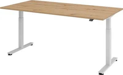 Produktbild von bümö Schreibtisch elektrisch XMST - Gestell: Silber, Nachbildung: Asteiche, Größe:  200 x 100 cm