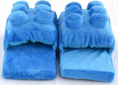 Produktbild von Hausschuhe - 3D Baustein Plüsch Slipper Pantoffeln Hausschuhe Blau 35-37