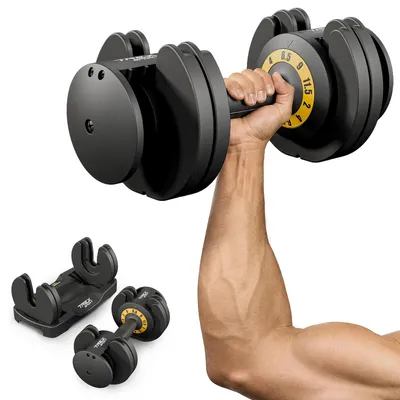 Produktbild von TREX SPORT Kurzhantel Set verstellbar TX-012AB | Gewichte Hanteln Set 2–11,5 kg | Gusseisen, platzsparend, rutschfest | Homegym Hantelset für Zuhause
