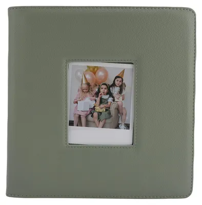 Produktbild von Fotoalbum, passend für Polaroid Wide 300 400 90 x 110 mm, Fotos, 36 Seiten, 288 Bilder, Kapazität, Kunstledereinband, Frontfenster, Grün