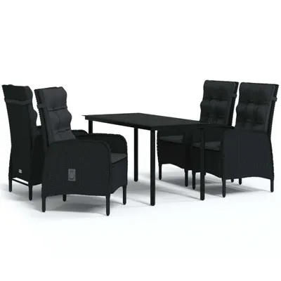 Produktbild von vidaXL 5-tlg. Garten-Essgruppe mit Kissen Schwarz