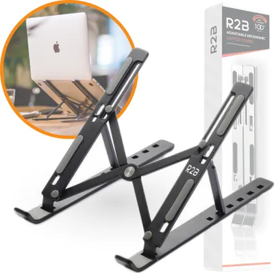 Produktbild von R2B LaptopStänder, Belüfteter Laptophalter, Faltbarer Laptop Stand, 360° drehbar Notebook Ständer, Macbook Ständer, Laptop Halterung, Höhenverstellbar