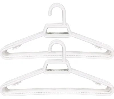 24 Kunststoff-Kleiderbügel, robust, elegant, weiß
