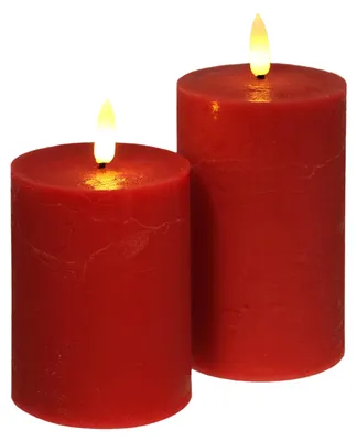 Produktbild von LED Kerzen Set 2er Echtwachs flackernd Warmweiß mit Timer flammenlos rot