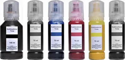 Image de 490 ml d'encre de sublimation noir, cyan, magenta, jaune, gris, photoblack pour Epson Ecotank 114 - ET-8500, ET-8550