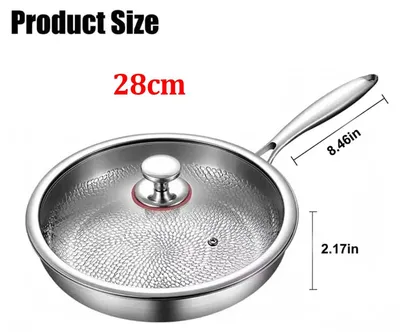 Produktbild von Bratpfanne aus Reintitan - Pfanne 28 cm - Unbeschichtet antihaft - Fischschuppen-Hammerschlagmuster - Mit Deckel - Für Gas- und Induktionsherd