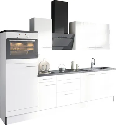Produktbild von Optifit Küchenzeile ohne Geräte Rurik986 270 cm weiß glänzend zerlegt Variante reversibel KCRU 2768OE-8+