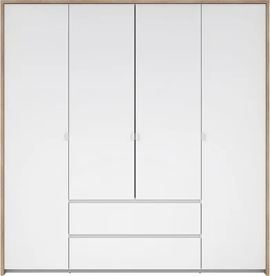 Produktbild von Next Kleiderschrank 4 Türen 2 Schubladen 197x200cm weiß Hochglanz.