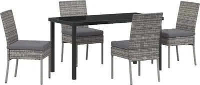 Produktbild von vidaXL Garten Essgruppe 5 stk. Grau Pulverbeschichteter Stahl