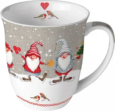 Produktbild von ab 31.12.23 - Weihnachten - Becher - Mug 0.4 L - Fine Bone China - Format: Ø 10 cm x H 10,5 cm - 1 Becher pro Packung – Skating Dwarfs